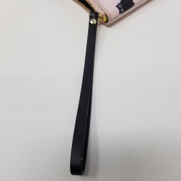 Kate Spade Light Pink & Black Owl Printed Wristlet Clutch ♠️ Novelty Bag - Picture 5 of 10